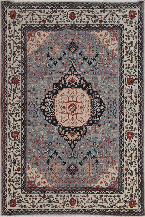 Handmade Kashan Mohtasham Turkish Wool Rug 5x7