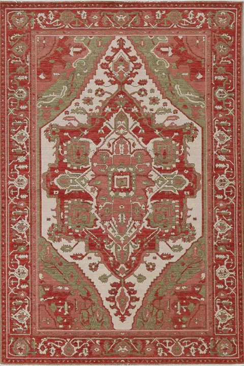 Hand-Knotted Heriz Serapi Turkish Wool Rug 5x7