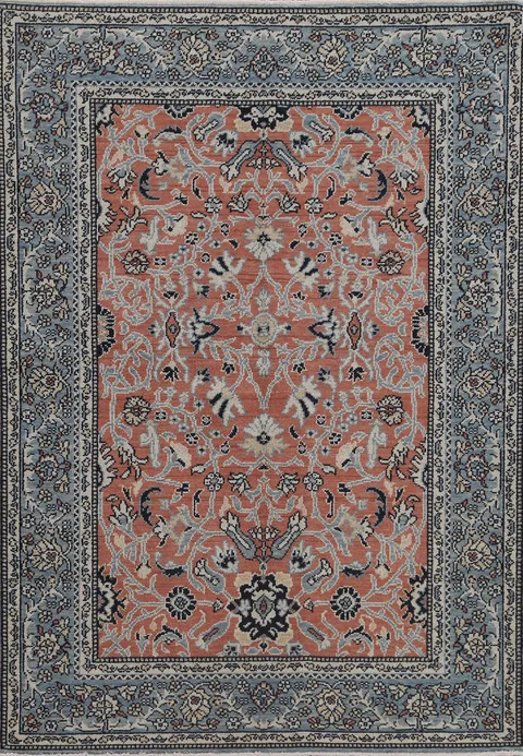 Hand-Knotted Floral Ziegler Turkish Wool Rug 4x6
