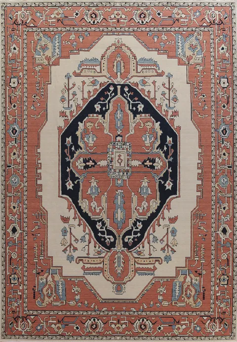 Geometric Wool Heriz Serapi Turkish Area Rug 10x13