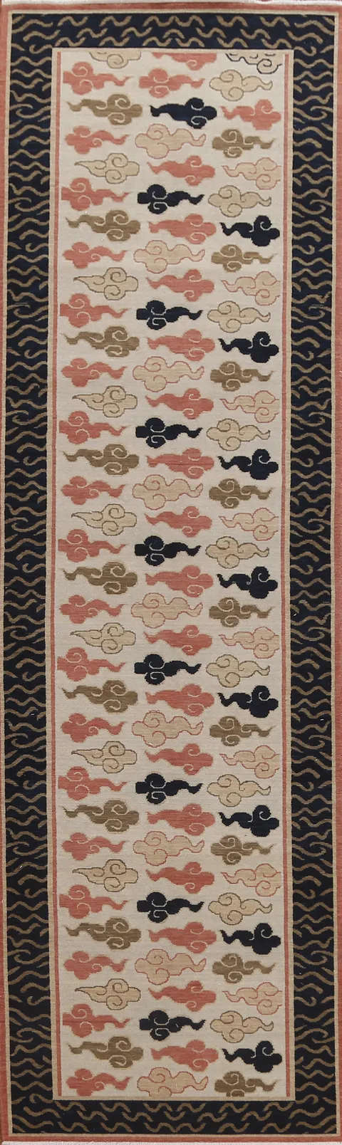Geometric Art Deco Oriental Runner Rug 3x12