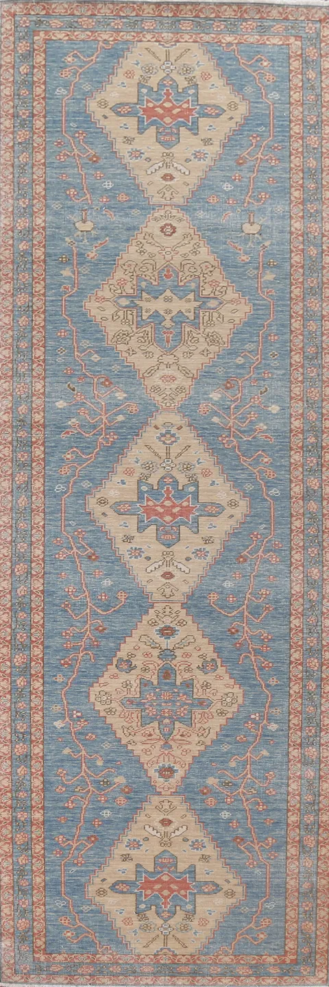 Timeless Blue and Beige Rug with Traditional Motifs 3x12