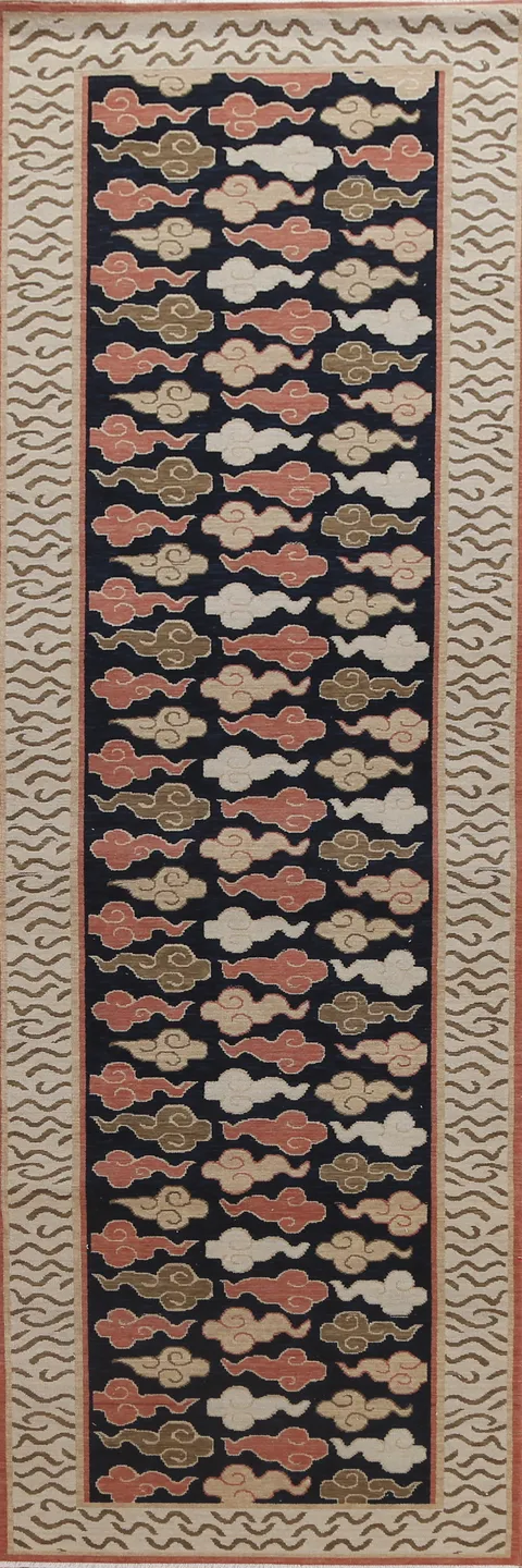 Geometric Art Deco Oriental Runner Rug 3x12