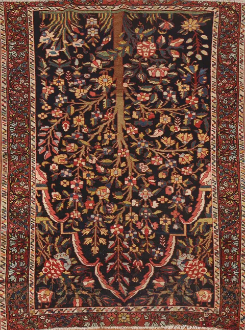 Pre-1900 Antique Vegetable Dye Bakhtiari Persian Rug 4x6