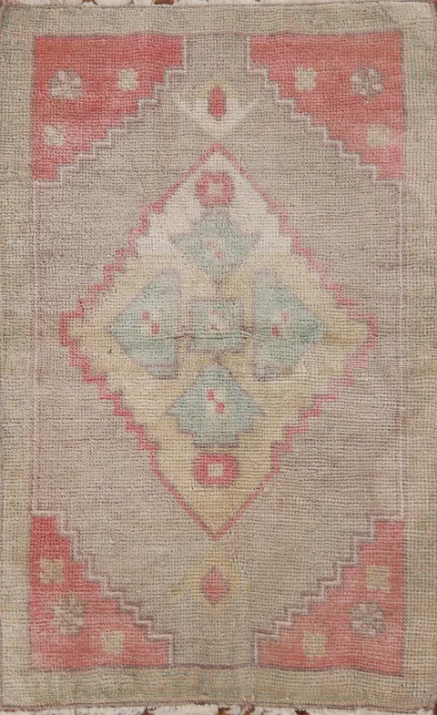Vegetable Dye Handmade Wool Oushak Oriental Rug 2x3
