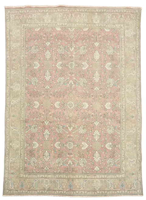 Vintage Floral Wool Tabriz Persian Area Rug 9x13