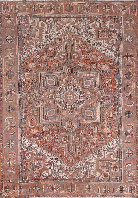 Vegetable Dye Handmade Heriz Persian Area Rug 7x9
