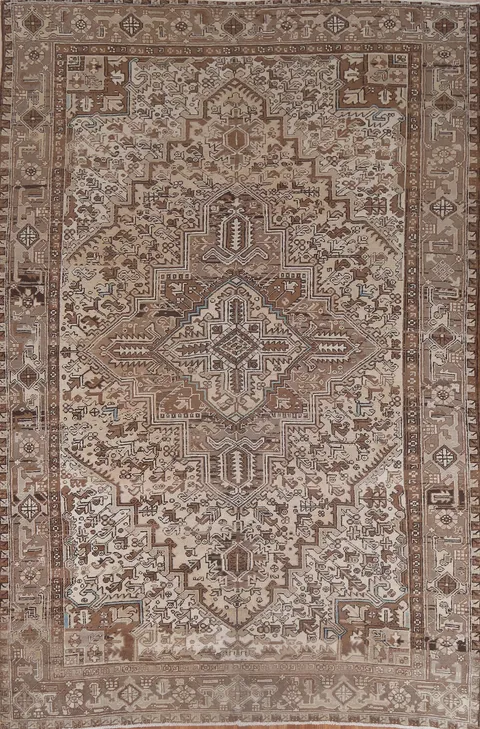 Vintage Geometric Heriz Persian Area Rug 8x11