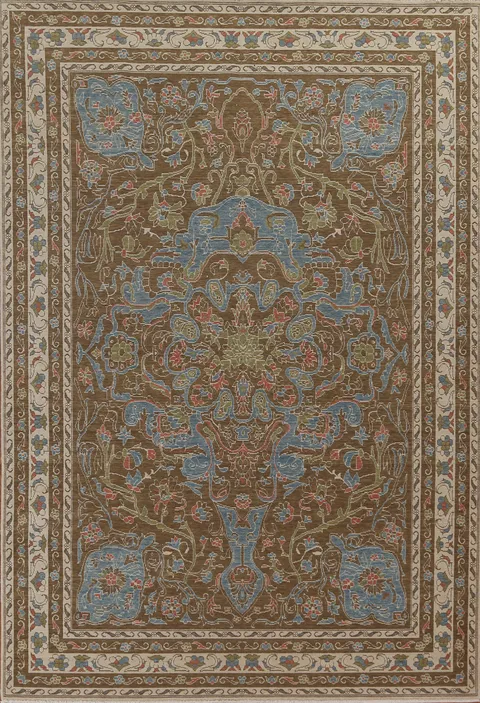 Floral Wool Handmade Oushak Turkish Rug 7x10