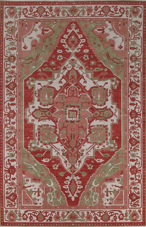 Handmade Red Heriz Serapi Turkish Wool Rug 7x10