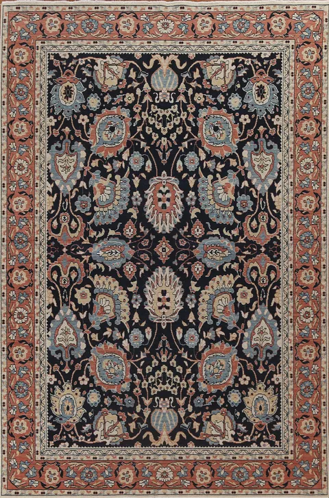 Hand-Knotted Floral Sultanabad Ziegler Turkish Wool Rug 7x10