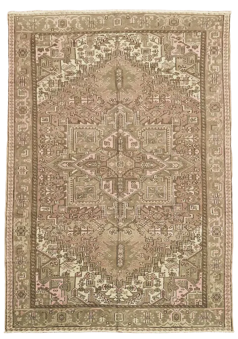 Vintage Geometric Heriz Persian Area Rug 8x11