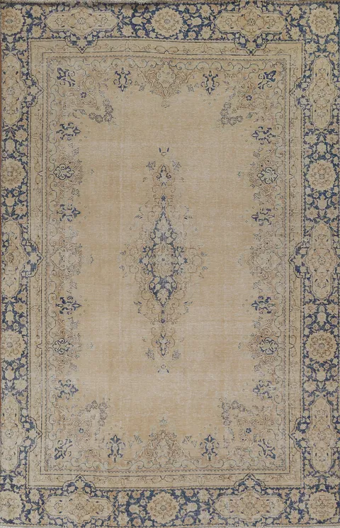 Distressed Floral Kerman Persian Area Rug 6x9
