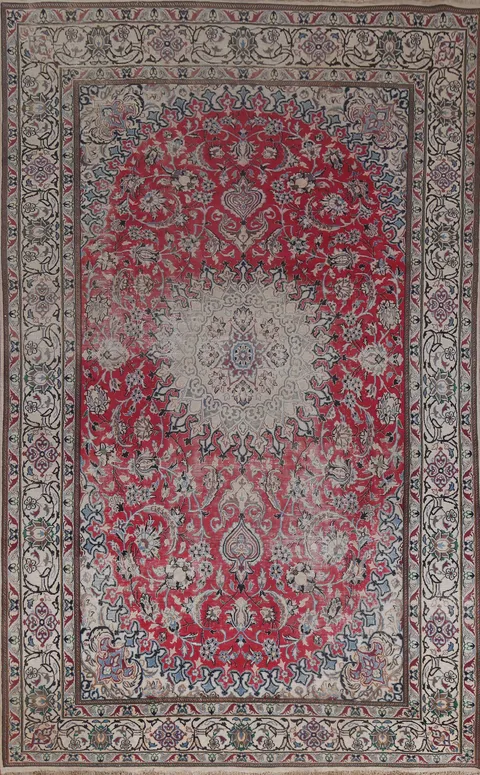 Red Floral Nain Handmade Persian Rug 6x10