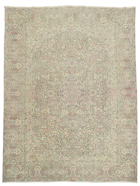 Luxurious Floral Kerman Persian Rug with Subtle Neutral Tones 9x12 ft