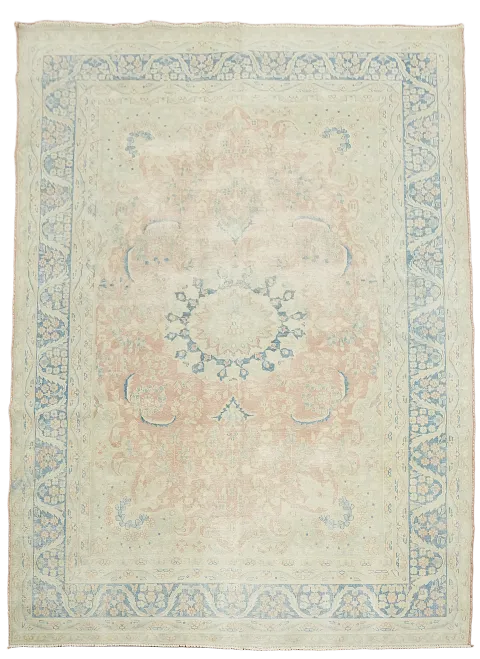 Muted Distressed Kerman Persian Area Rug 8x11