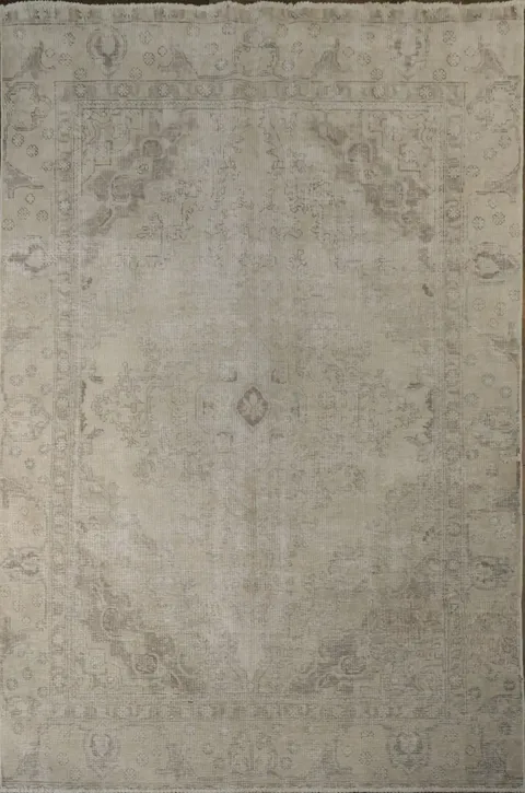 Muted Distressed Tabriz Vintage Persian Wool Rug 6x9