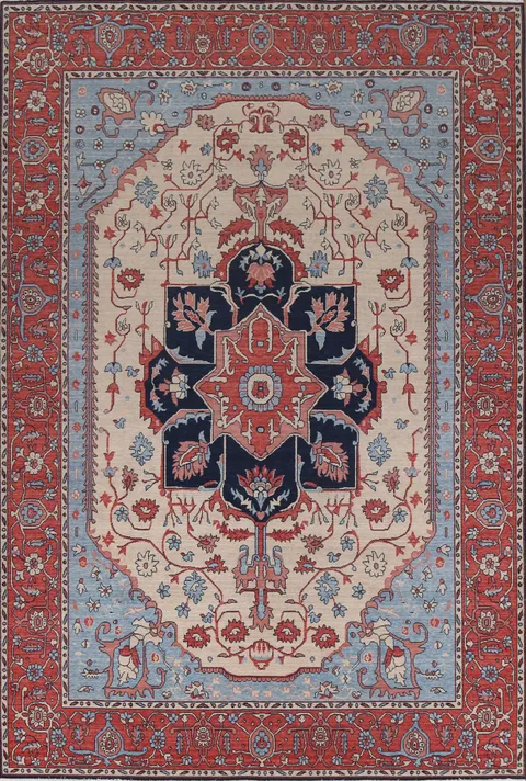 Handmade Heriz Serapi Turkish Wool Rug 9x12