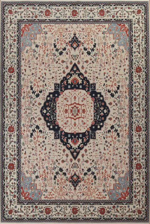 Handmade Wool Kashan Mohtasham Turkish Rug 9x12