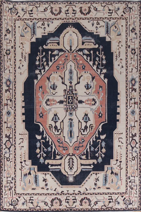 Sophisticated Wool Rug with Traditional Persian Design Elements 9x12
