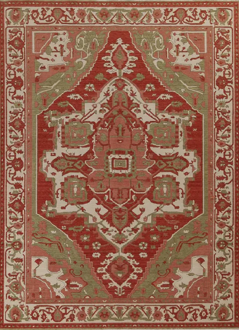 Geometric Handmade Heriz Serapi Turkish Wool Rug 8x10