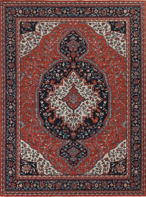 Geometric Red Sarouk Farahan Wool Turkish Rug 8x10