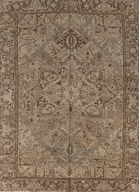 Geometric Wool Heriz Persian Area Rug 8x11