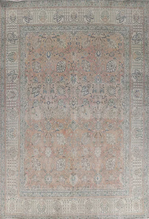 All-Over Floral Tabriz Persian Area Rug 10x13