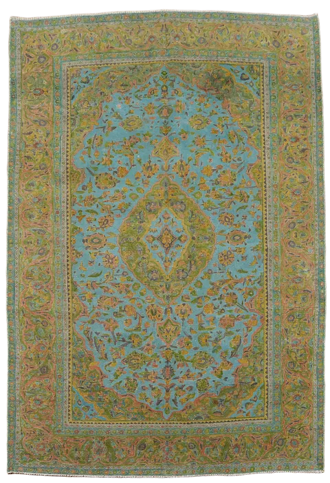 Distressed Over-Dyed Tabriz Persian Area Rug 7x11