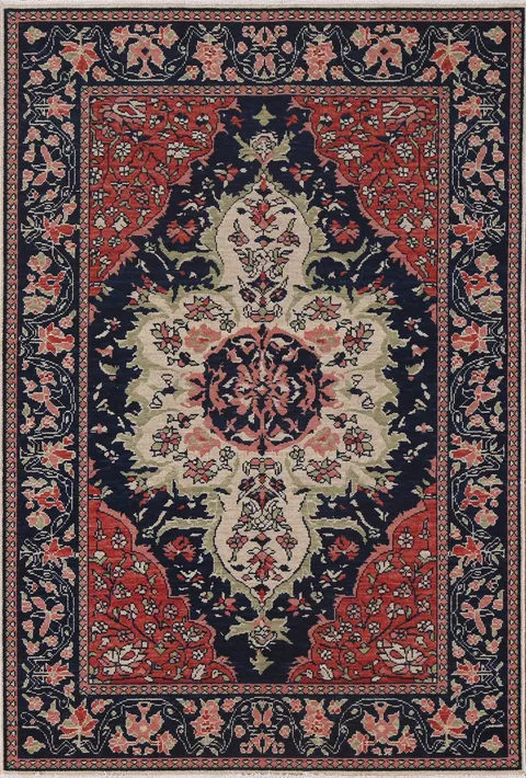 Geometric Handmade Wool Sarouk Farahan Oriental Area Rug 4x6