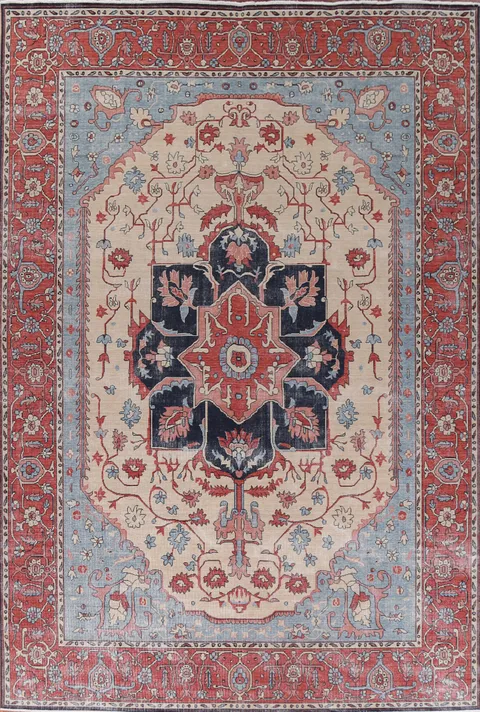 Floral Heriz Serapi Turkish Wool Rug 10x13