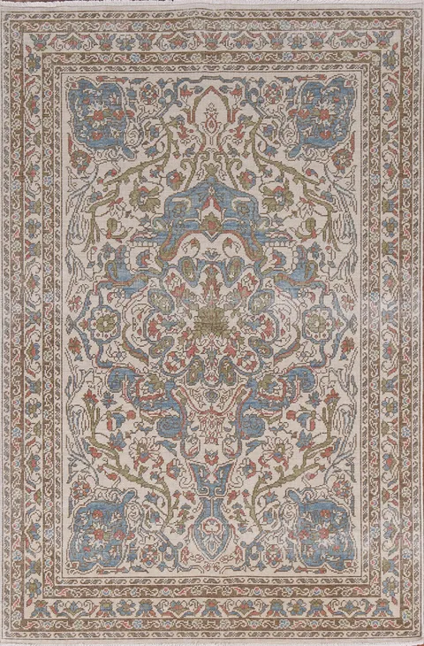 Floral Wool Oushak Turkish Area Rug 4x6