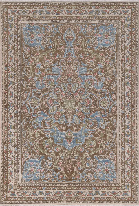 Floral Oushak Turkish Wool Rug 4x6