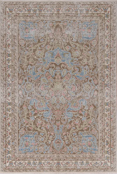 Geometric Handmade Oushak Turkish Area Rug 4x6
