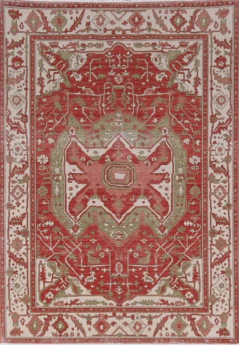 Geometric Heriz Serapi Turkish Area Rug Wool 5x7