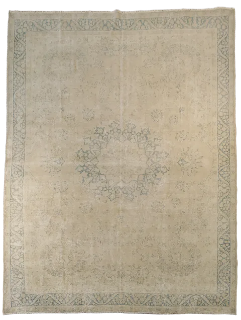 Distressed Subtle Vintage Kerman Persian Area Rug 9x12