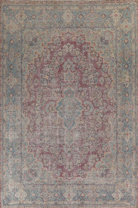 Vintage Floral Kerman Persian Wool Rug 10x13