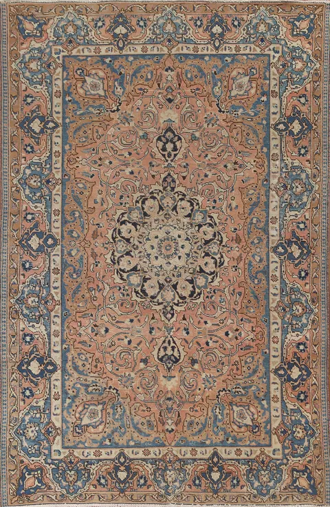 Vintage Wool Mashad Persian Area Rug 6x9