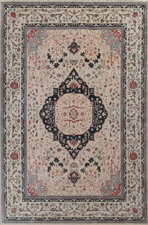 Floral Wool Kashan Mohtasham Turkish Area Rug 7x10