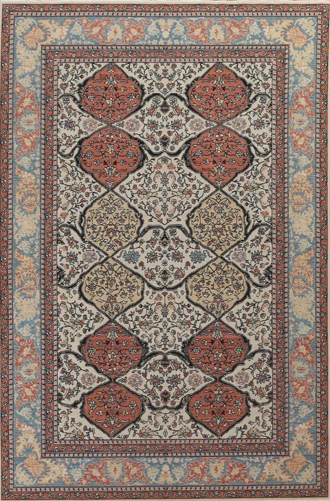 Geometric Bakhtiari Turkish Area Rug 7x10