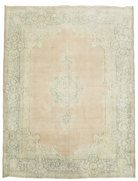 Muted Distressed Kerman Persian Area Rug 10x13