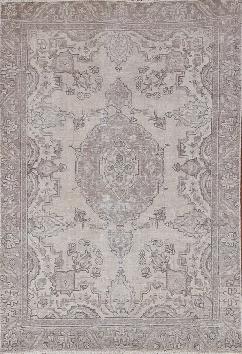 Vintage Geometric Tabriz Persian Area Rug 4x6