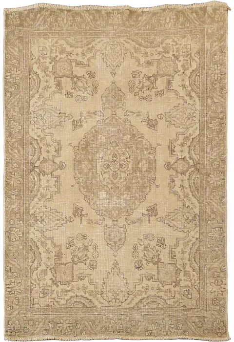 Vintage Geometric Tabriz Persian Area Rug 4x6