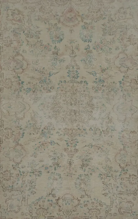 Timeless Distressed Kerman Persian Rug 4x7 with Delicate Floral Accents