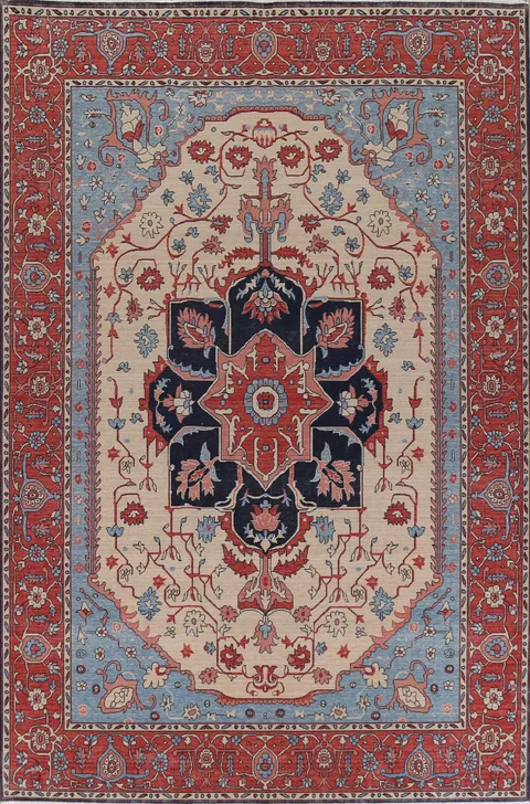 Geometric Heriz Serapi Turkish Wool Rug 9x12