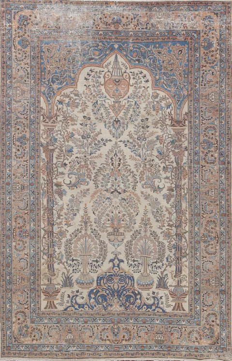 Floral Wool Kashmar Persian Wool Rug 6x9
