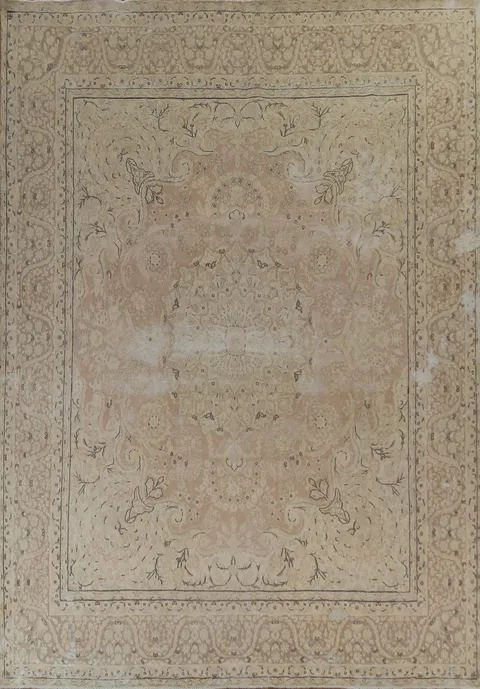 Distressed Vegetable Dye Kashan Persian Area Rug 10x12