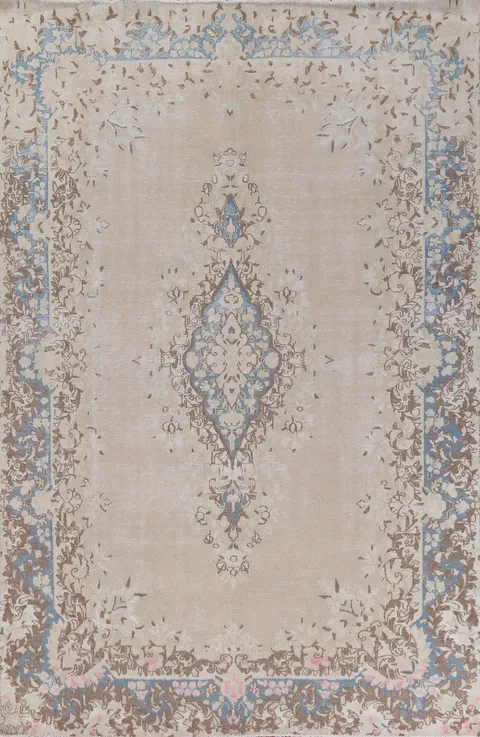 Muted Geometric Kerman Persian Area Rug 7x11