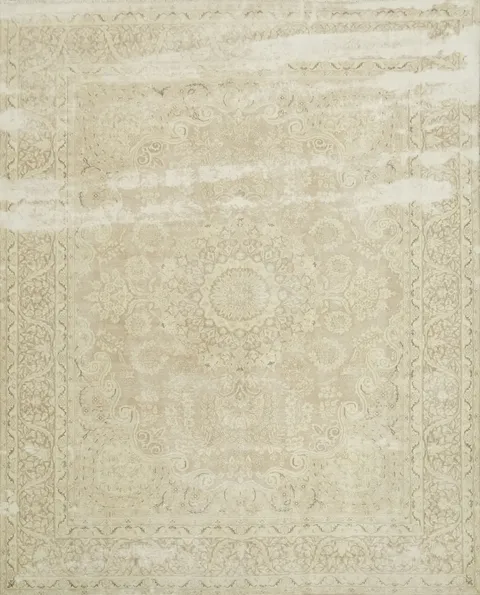 Distressed Kashan Persian Beige Muted Rug 10x12