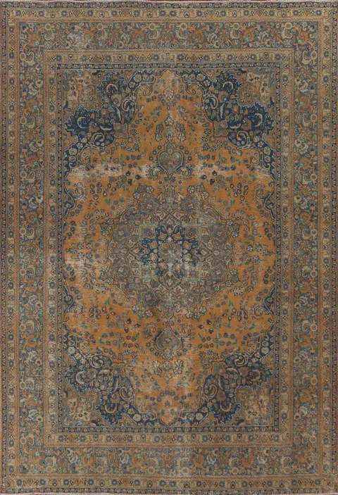Vintage Over-Dyed Mashad Persian Area Rug 8x11